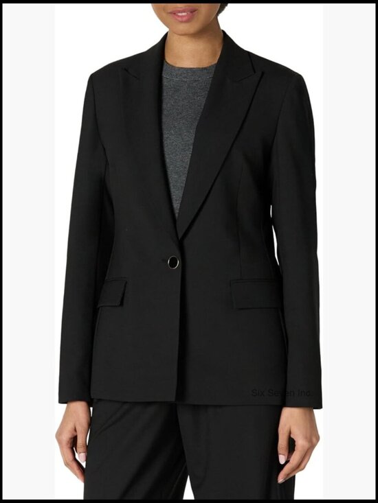 Jackets & Blazers - Regular-Fit Woven Single-Breasted Blazer, Polyester Viscose Blend